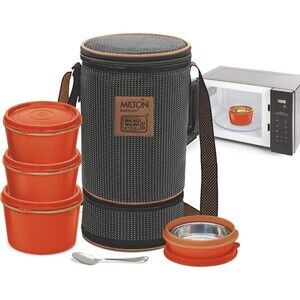 MILTON Bento Lunch Box Set 4, MICROWAVEABLE Stainless Steel Meal Prep Containers